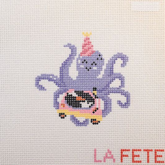 Party Animals - DJ Octopus Needlepoint Canvas