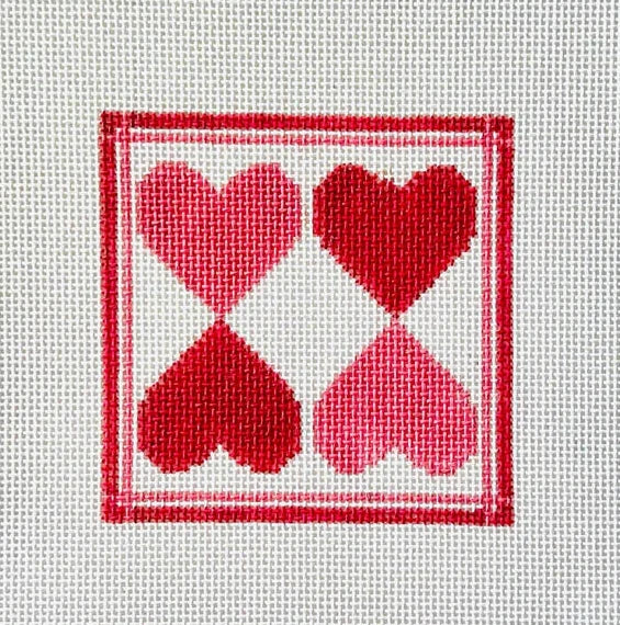 Magenta Hearts Needlepoint Canvas