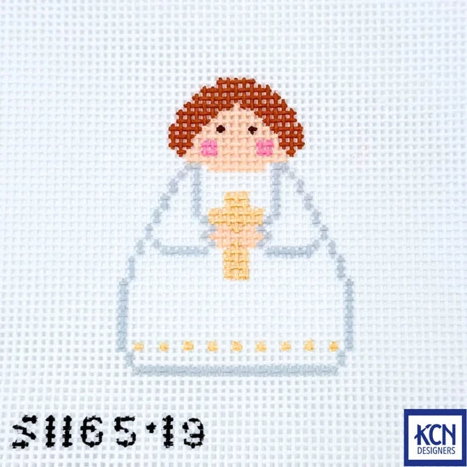 White Angel with Gold Cross Stitch-It Angel Needlepoint Canvas