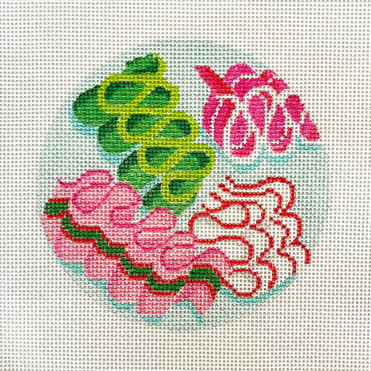 Holiday Ribbon Candy Round Needlepoint Canvas