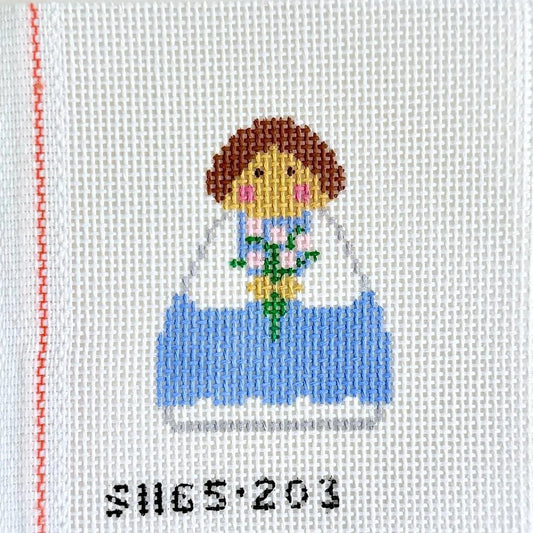 Blue Flowers Stitch-It Angel Needlepoint Canvas