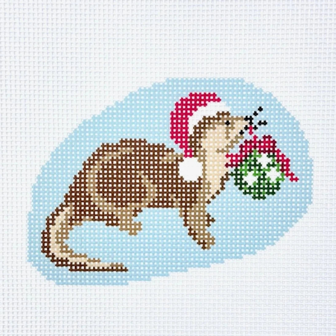 Holiday Otter Needlepoint Canvas