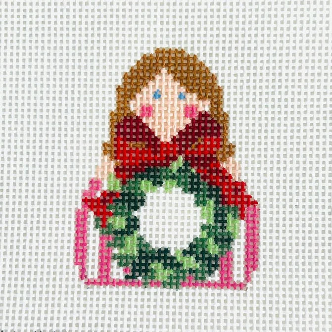 SCT Designs Wreath with Red Bow Stitch-It Angel Needlepoint Canvas