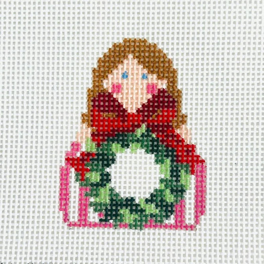 SCT Designs Wreath with Red Bow Stitch-It Angel Needlepoint Canvas