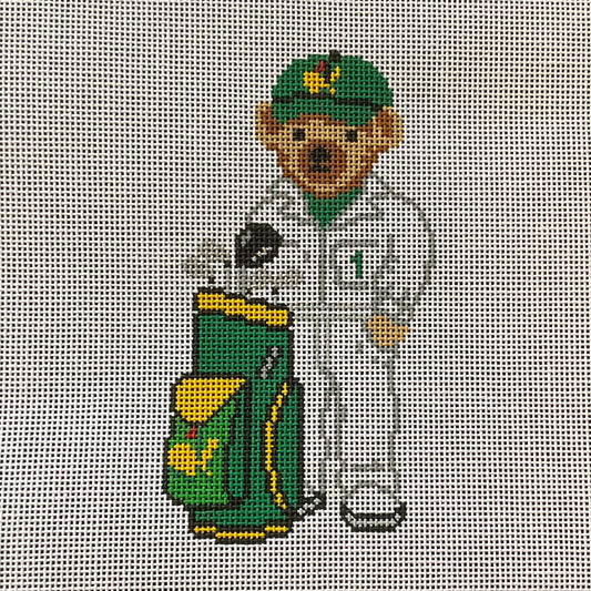 Golf Caddy Bear Needlepoint Canvas