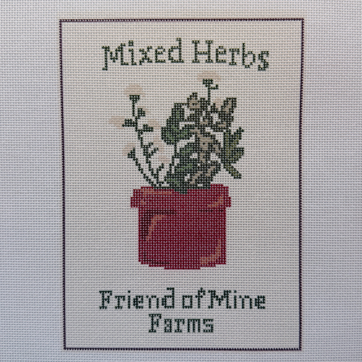 Mixed Herbs Seed Packet Needlepoint Canvas