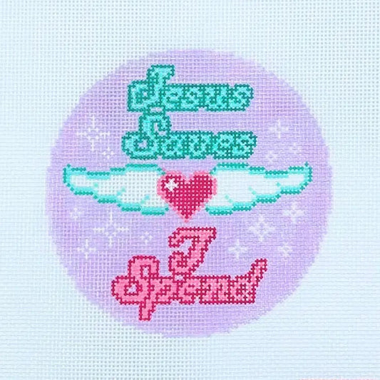 Jesus Saves I Spend Round Needlepoint Canvas