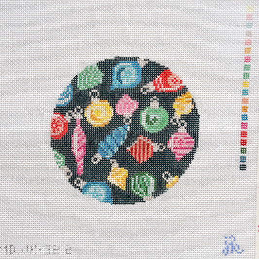 Rainbow Baubles Round Needlepoint Canvas