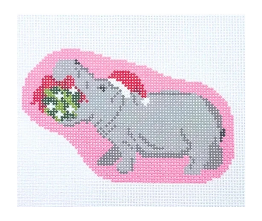 Holiday Hippo Needlepoint Canvas