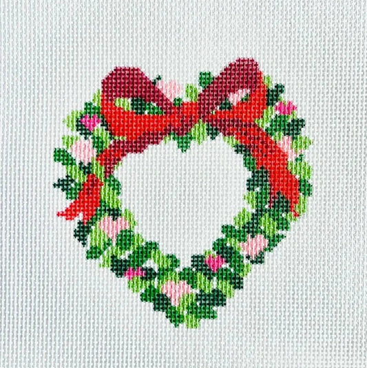 Valentine with Hearts Wreath Needlepoint Canvas