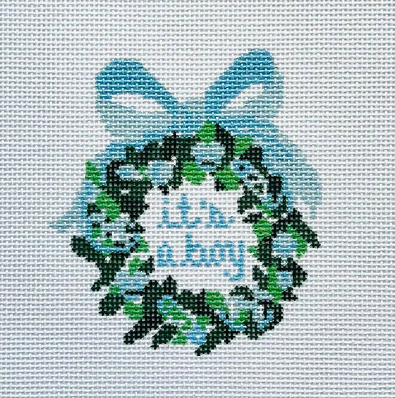 It's a Boy Wreath Needlepoint Canvas