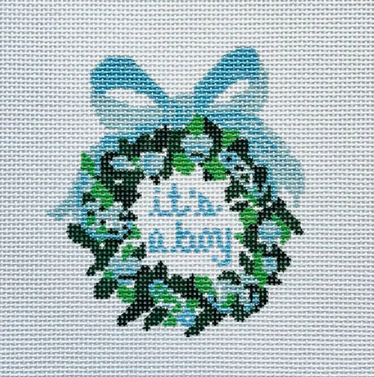 It's a Boy Wreath Needlepoint Canvas