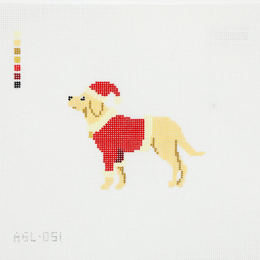 Santa Yellow Lab Retriever Needlepoint Canvas
