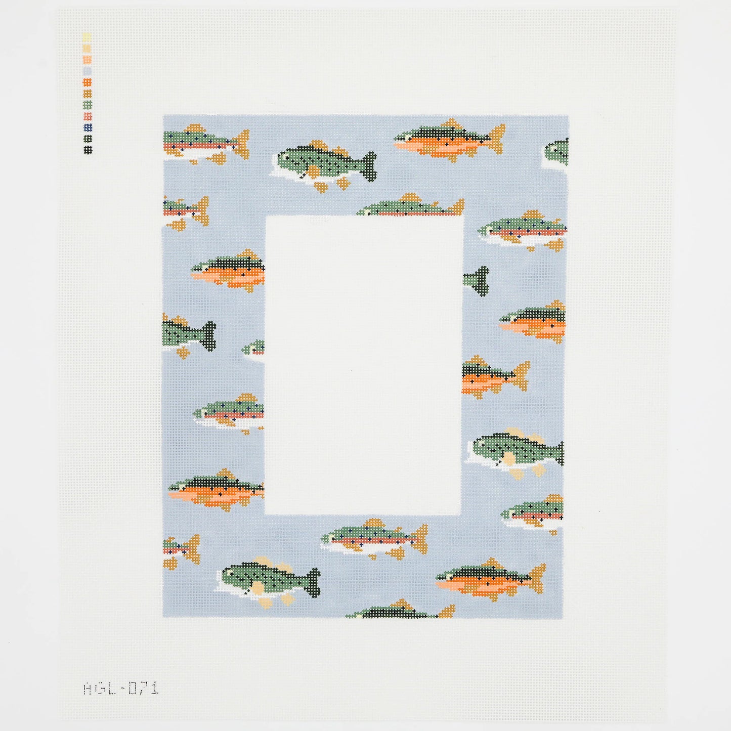 Stream of Fish Frame Needlepoint Canvas