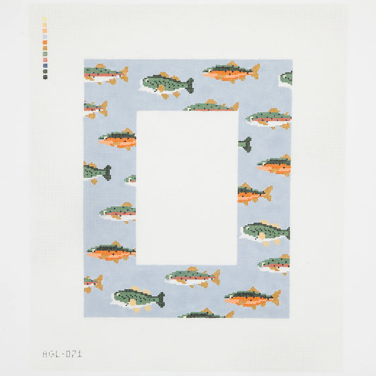 Stream of Fish Frame Needlepoint Canvas
