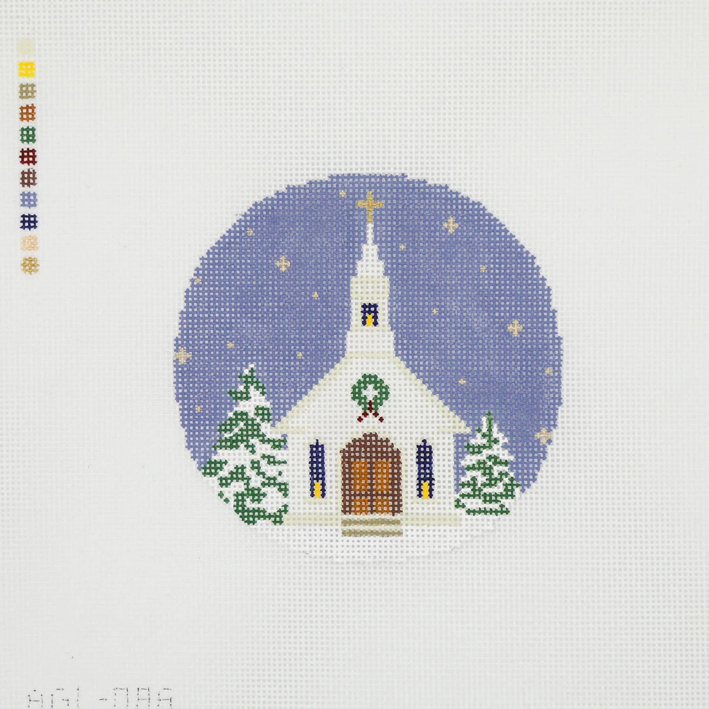 Christmas Chapel Round Needlepoint Canvas