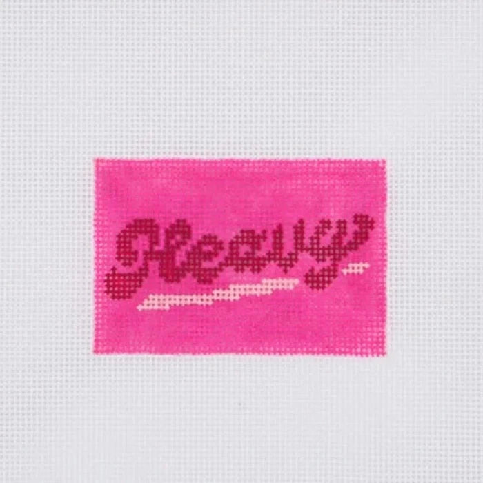 "Heavy" Luggage Tag Needlepoint Canvas