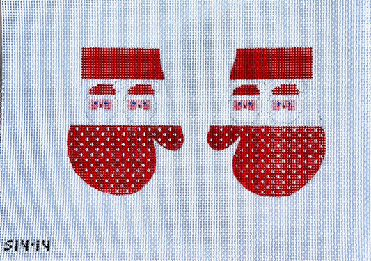 Red Santa Mittens Needlepoint Canvas