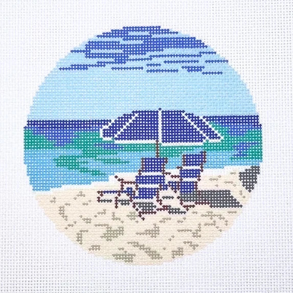 Beach Chairs Round Needlepoint Canvas