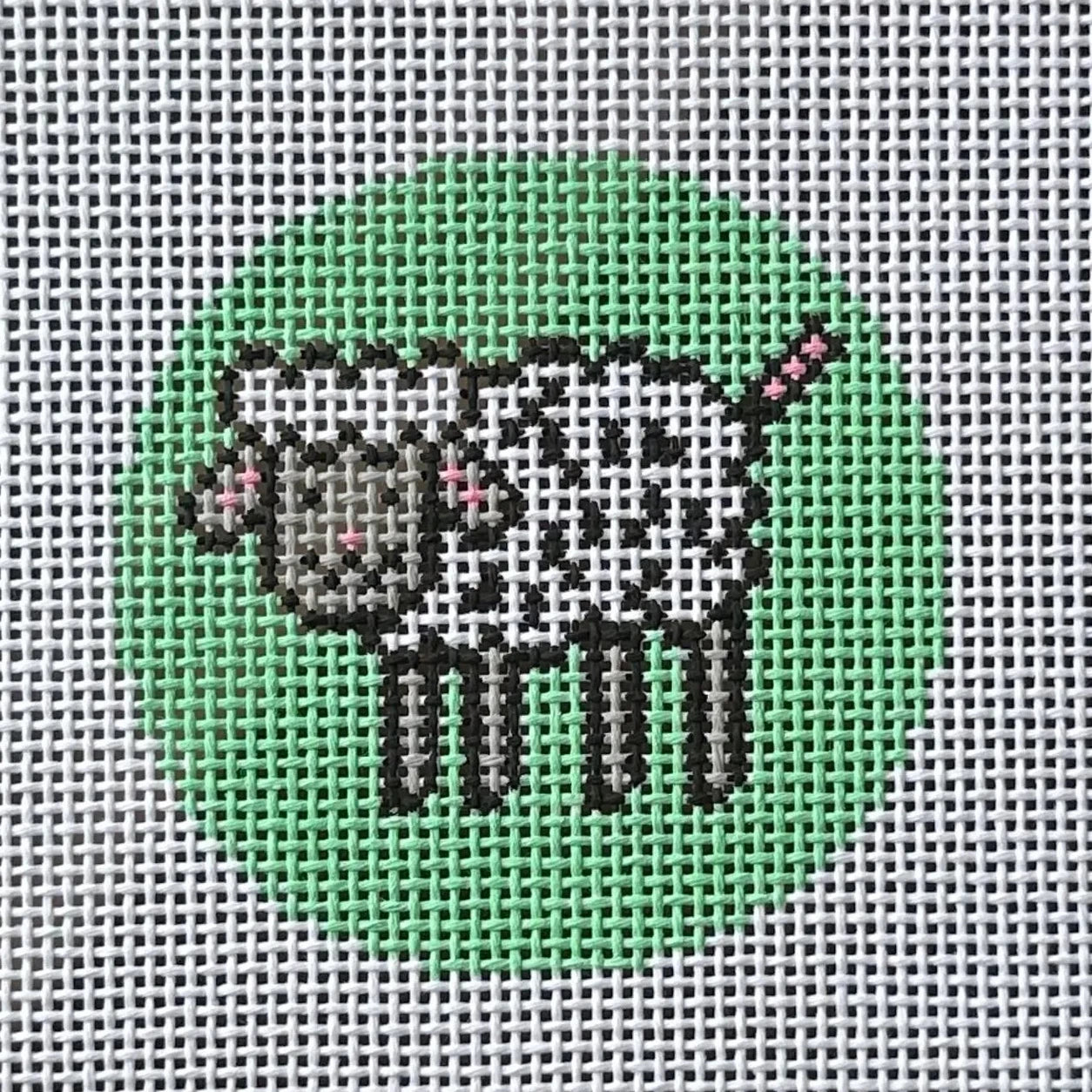 Nativity Sheep Round Needlepoint Canvas
