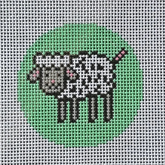 Nativity Sheep Round Needlepoint Canvas