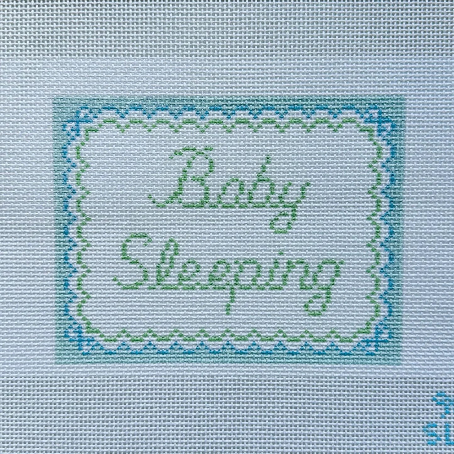 Baby Sleeping - Blue Bows Needlepoint Canvas