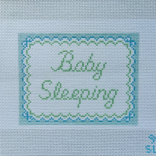Baby Sleeping - Blue Bows Needlepoint Canvas
