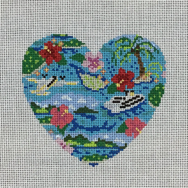 Island Heart Needlepoint Canvas