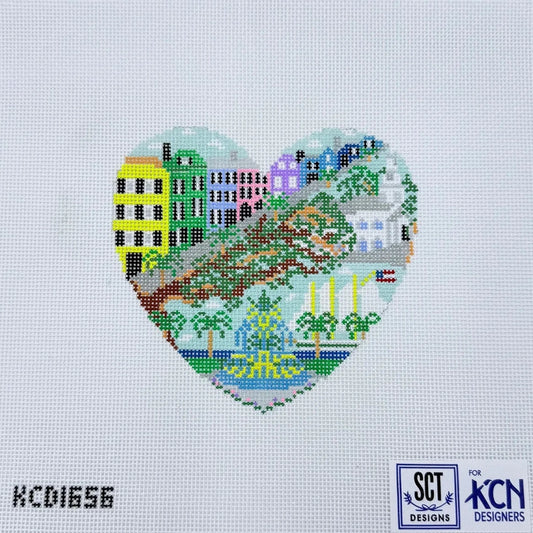 Charleston Heart Needlepoint Canvas