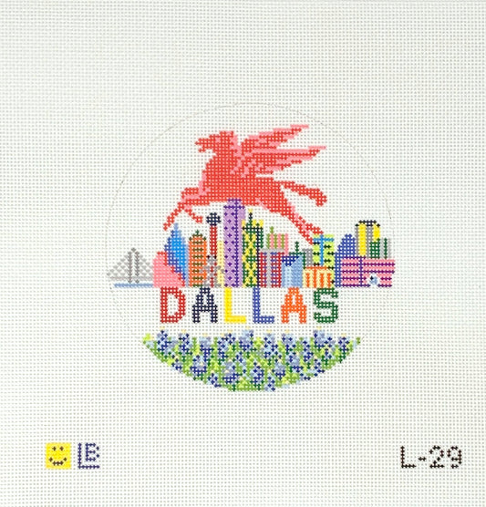 Dallas Pegasus Round Needlepoint Canvas