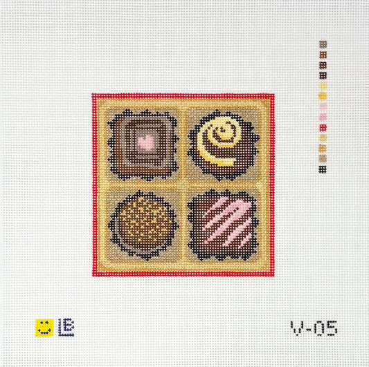 4 Piece Chocolate Box Needlepoint Canvas
