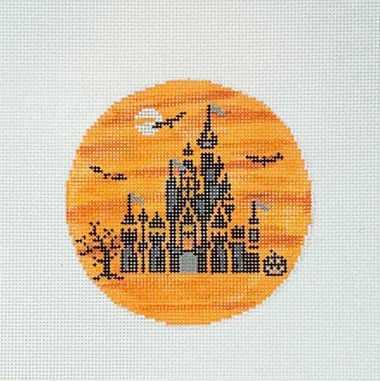Spooky Castle Round Needlepoint Canvas