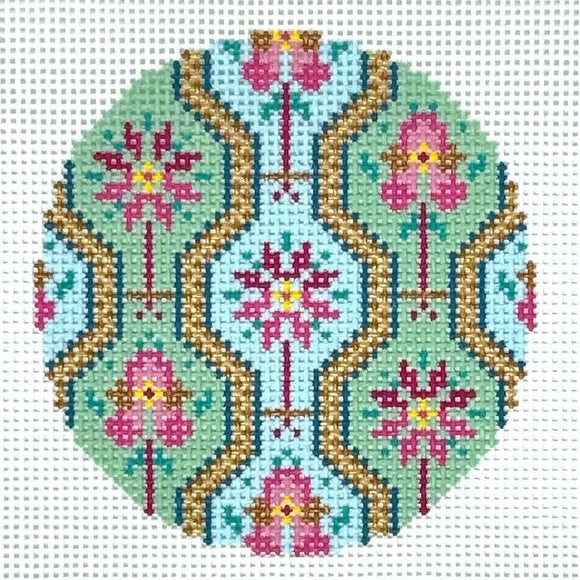 Floral Line Round 13M Needlepoint Canvas