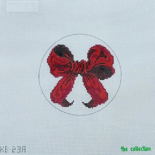 Small Bow Round - Red Needlepoint Canvas