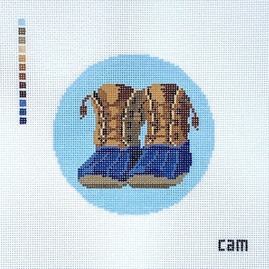 Duckboots Round Needlepoint Canvas