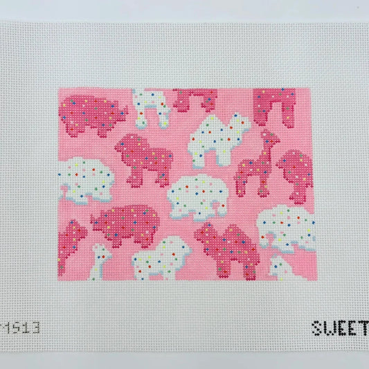 Large Animal Crackers Clutch Needlepoint Canvas