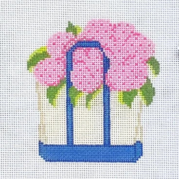 Blooming Hydrangeas Boat Tote (Pink) Needlepoint Canvas