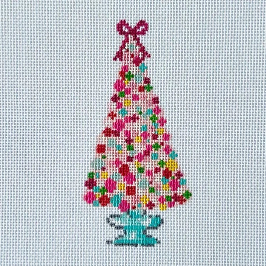 Pink Ornament Tree Needlepoint Canvas