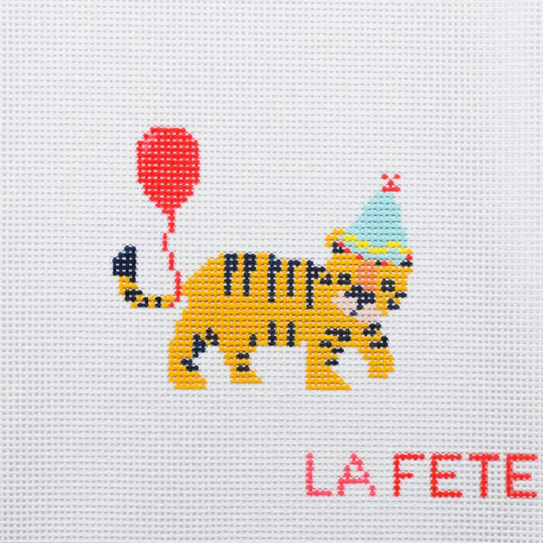 Party Animals - Tiger Needlepoint Canvas