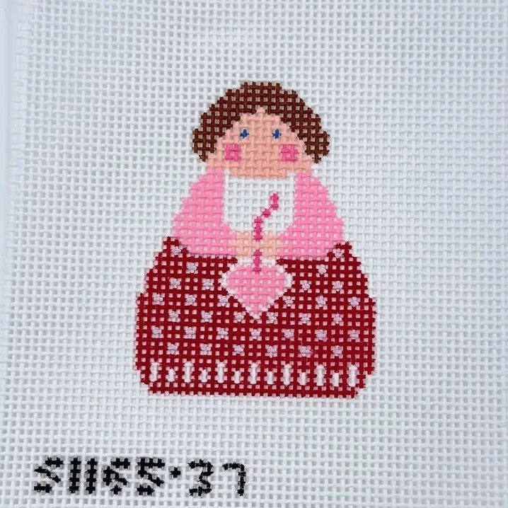 Red With Pink Heart Stitch-It Angel Needlepoint Canvas