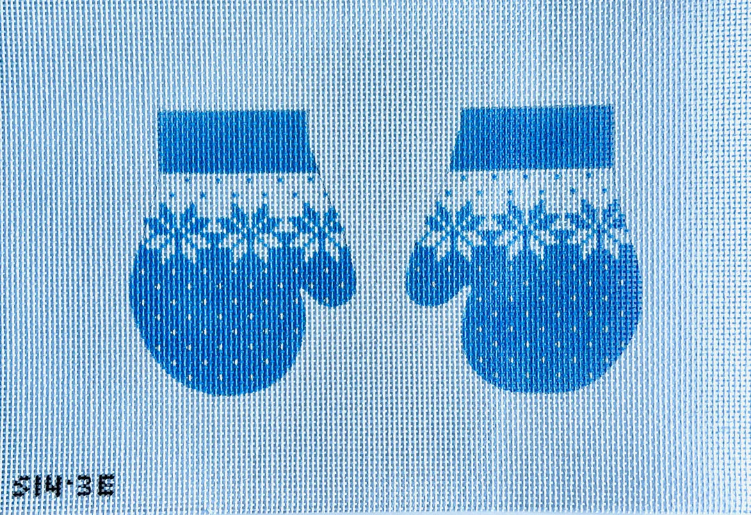 Blue Snowflake Mittens Needlepoint Canvas