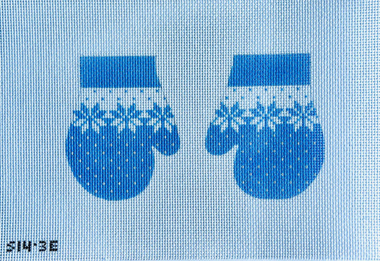 Blue Snowflake Mittens Needlepoint Canvas