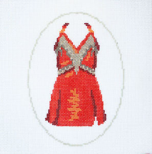 NYC Christmas Red Dress Costume Needlepoint Canvas