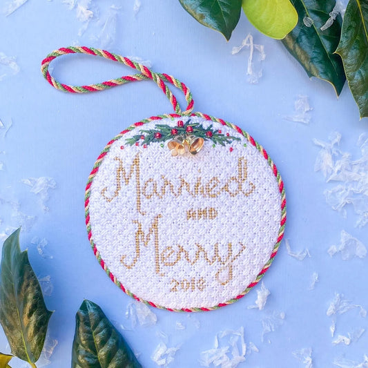 Married and Merry Round Needlepoint Canvas & Stitch Guide
