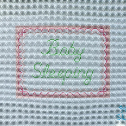 Baby Sleeping - Pink Bows Needlepoint Canvas