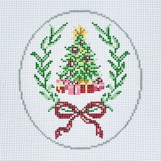 Christmas Tree Oval Ornament Needlepoint Canvas