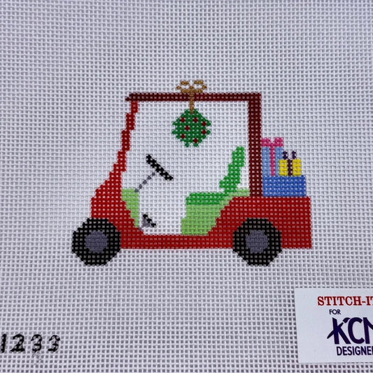 Christmas Golf Cart Needlepoint Canvas
