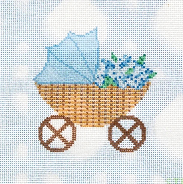 Blue Baby Carriage Needlepoint Canvas