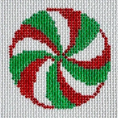 3" Red and Green Peppermint Needlepoint Canvas