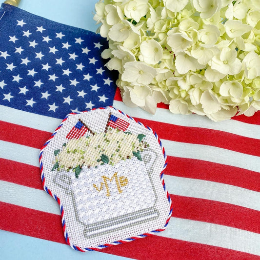 Patriotic Floral Arrangement Needlepoint Canvas & Stitch Guide